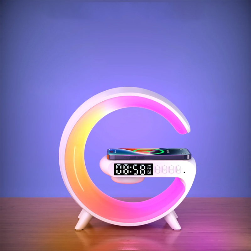 15W Wireless Charger Alarm Clock with RGB Night Light & Bluetooth Speaker_2