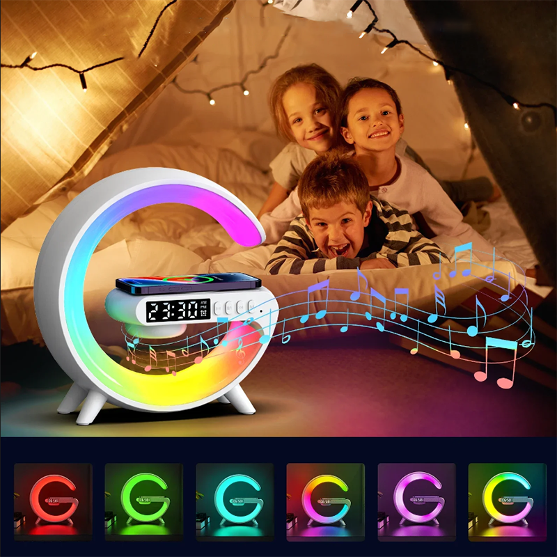 15W Wireless Charger Alarm Clock with RGB Night Light & Bluetooth Speaker_4