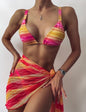 European And American Bikini Three-Piece Leopard Print Skirt Swimsuit