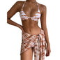 European And American Bikini Three-Piece Leopard Print Skirt Swimsuit