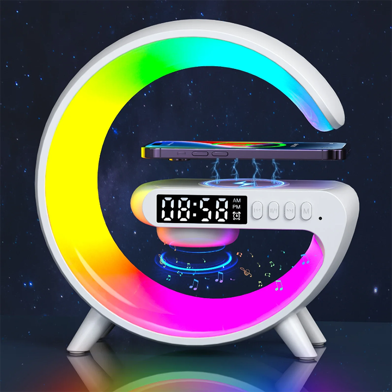 15W Wireless Charger Alarm Clock with RGB Night Light & Bluetooth Speaker_1