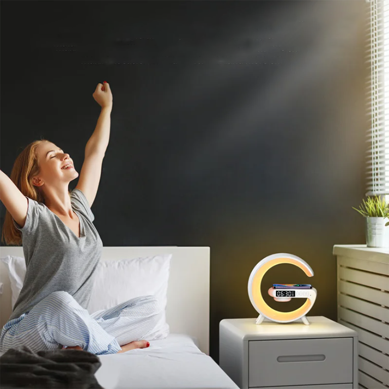 15W Wireless Charger Alarm Clock with RGB Night Light & Bluetooth Speaker_3