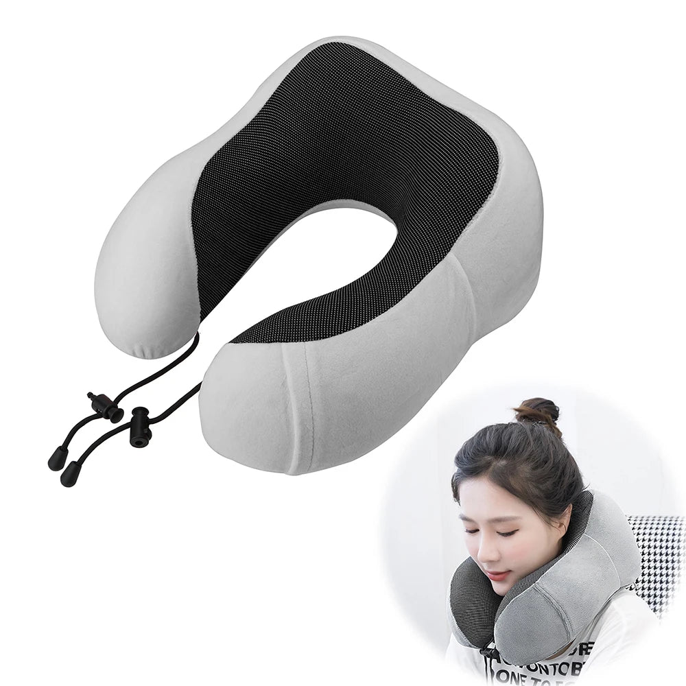 Soft Travel Pillow U Shaped Travel Memory Foam Neck Cushion_0