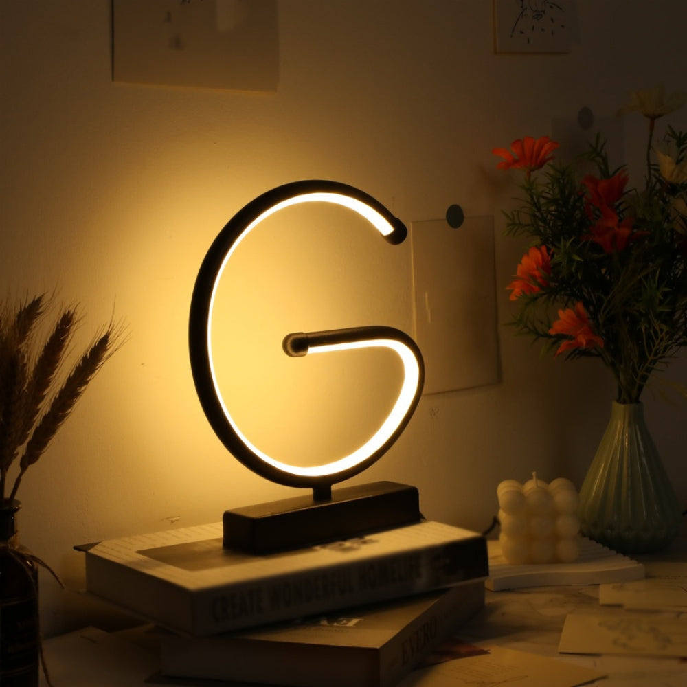 Creative G Shaped USB Lamp Bedroom Desktop Decorative Nightlight_0