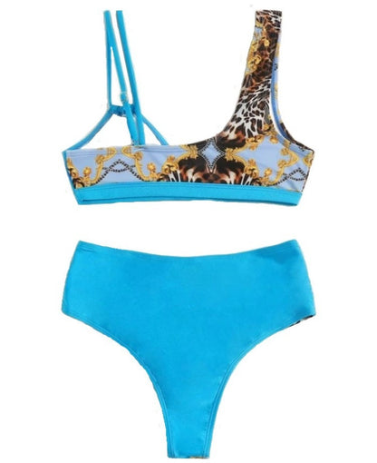High Waist Swimsuit Women's Bikini Women's Gradient Stitching