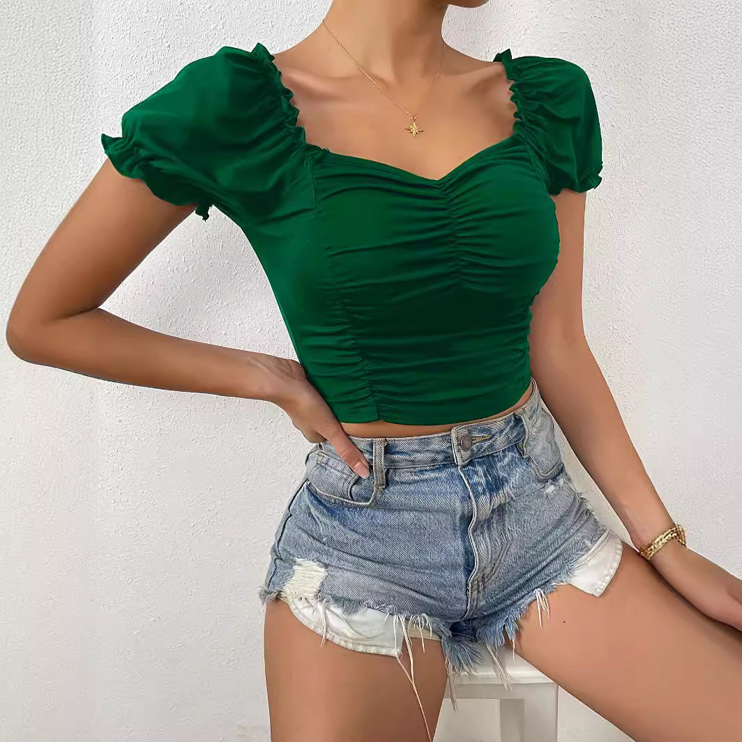 European  Women's Spring Summer New V-neck Short Sleeve